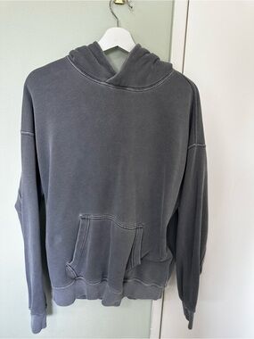 Abercrombie & Fitch Men's Washed Charcoal Gray Hoodie- unisex